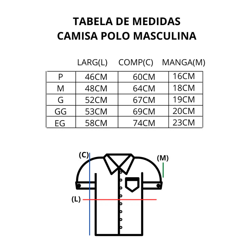 Kit 5 Camisas Polo Masculina