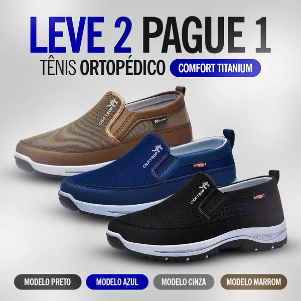 LEVE 2 PAGUE 1 - Tênis Ortopédico Comfort Titanium + Palmilha Anatômica