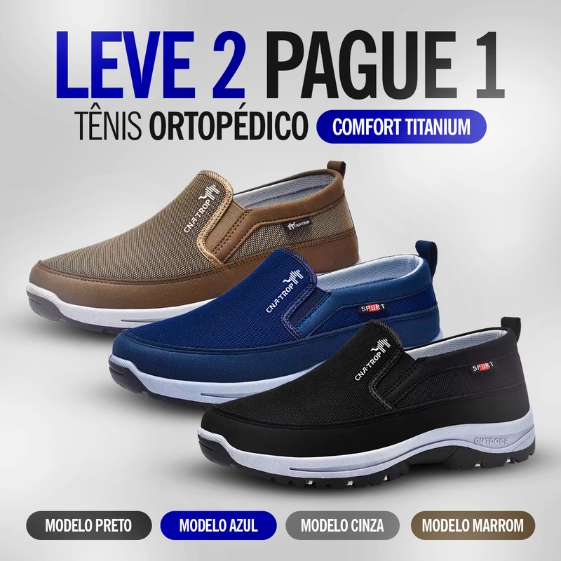 LEVE 2 PAGUE 1 - Tênis Ortopédico Comfort Titanium + Palmilha Anatômica